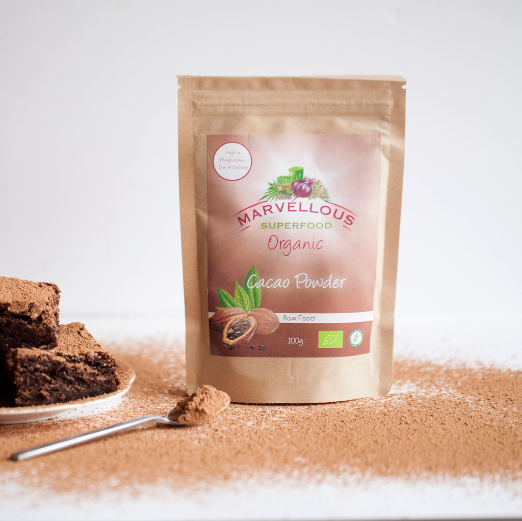 Our organic, raw cacao powder in 100% compostable packaging.